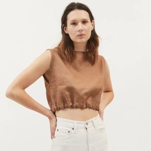 Dominique Healy | Carly Crop Top | Cognac Contrast Stitch | Size S [Size 1 AUS]